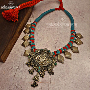 Dark Oxidised Lakshmi Thread Necklace