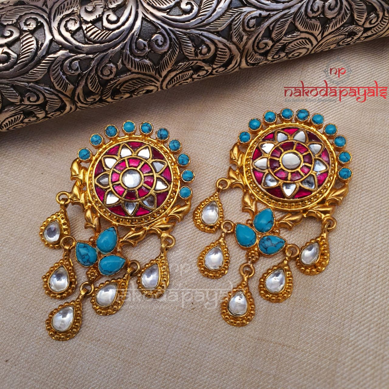 Ravishing Kundan Turquoise Earrings