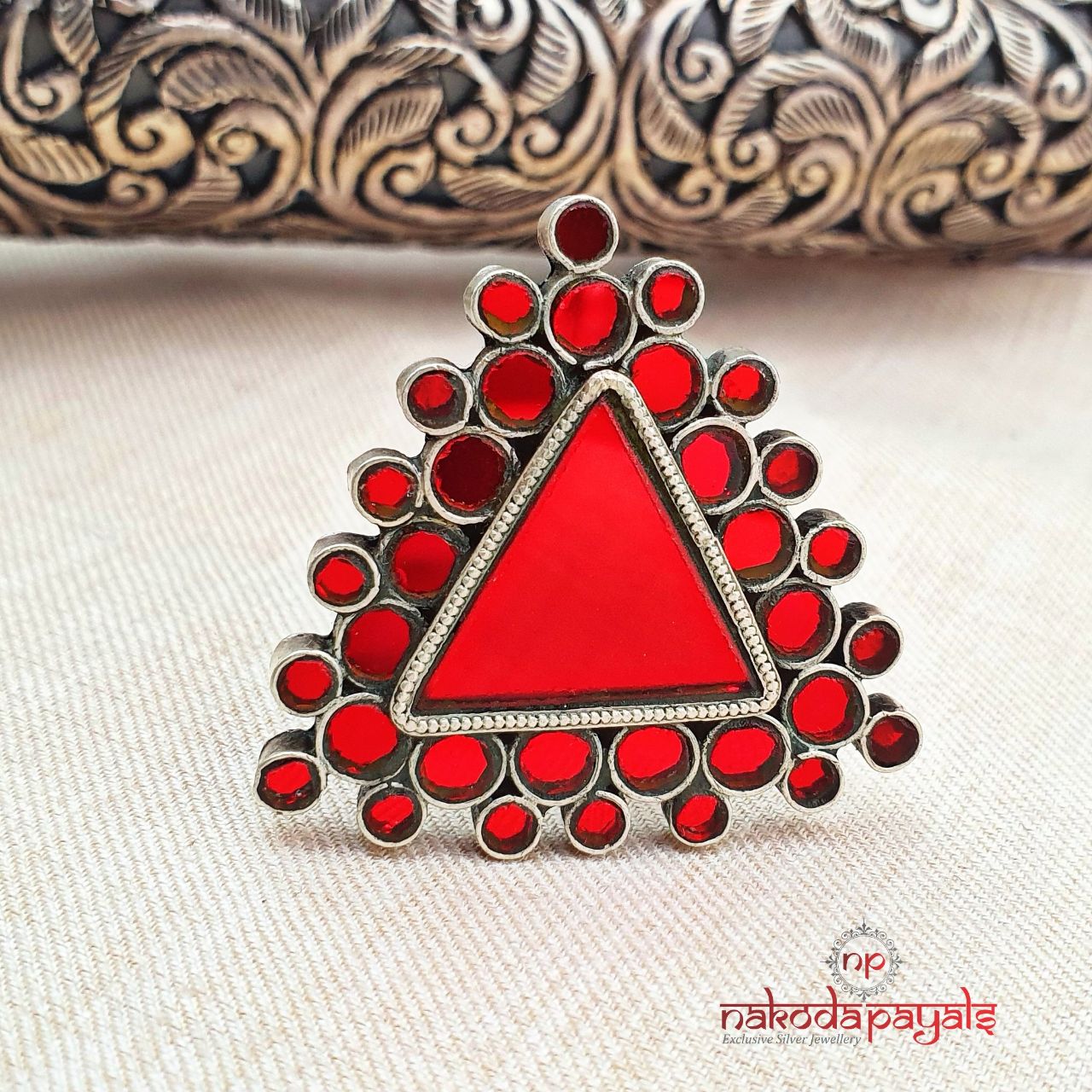 Triangle Glass Finger Ring