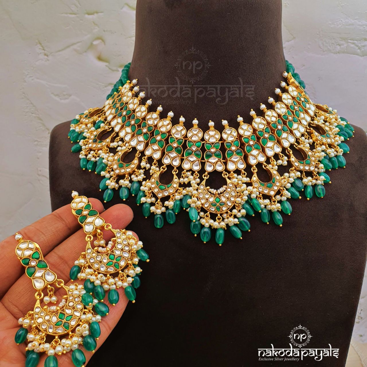 Mesmerizing Kundan Neckpiece With Earrings (GN2033)