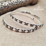 Floral Oxidised Bangle Pair