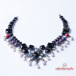 Black Onyx Pearl Drops Necklace