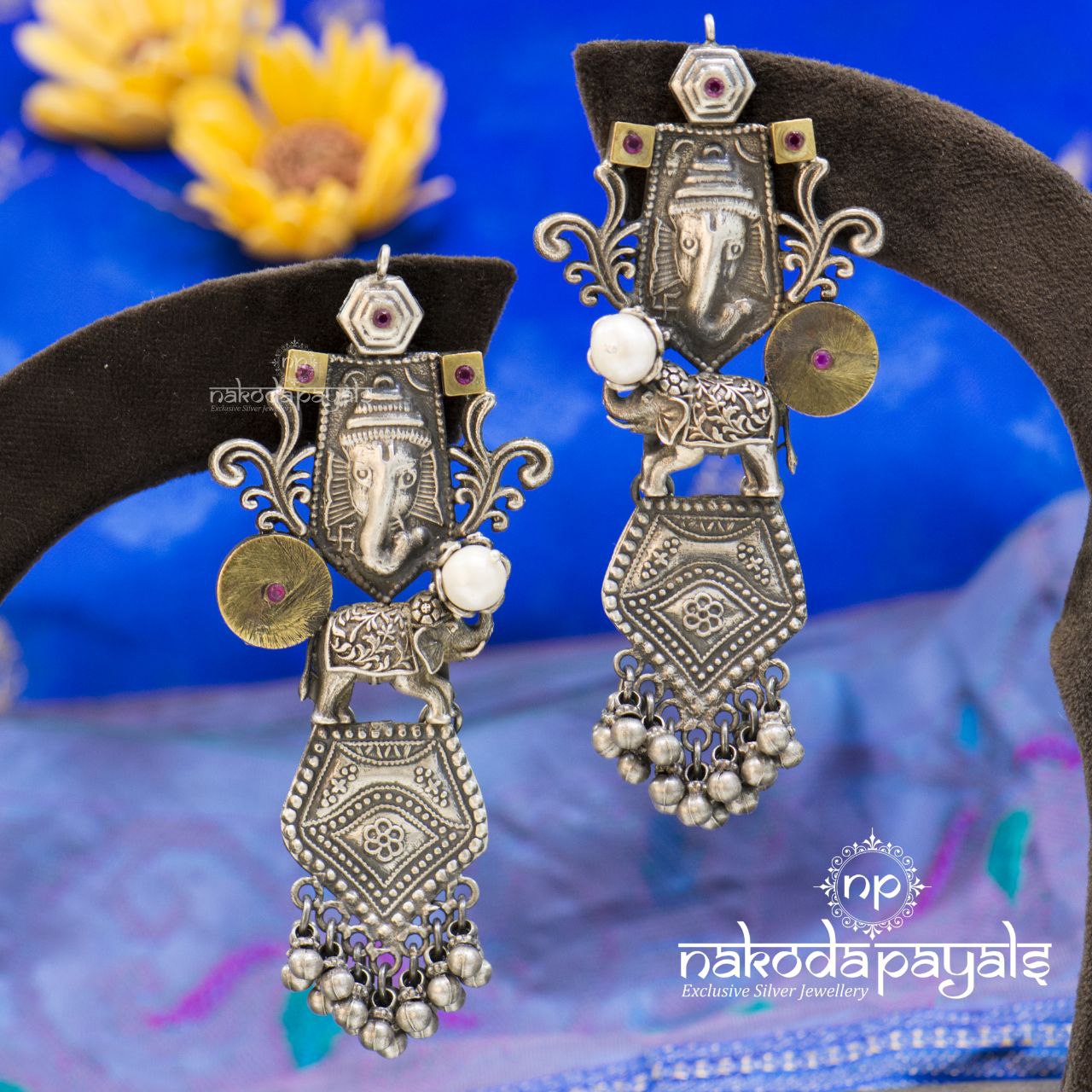 Ganesha Tribal Ghungroo Earrings