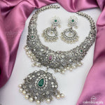 Ginormous Zircon Worked Neckpiece With Earrings