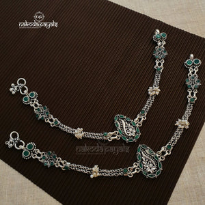 Green Pearly Pendant Anklets