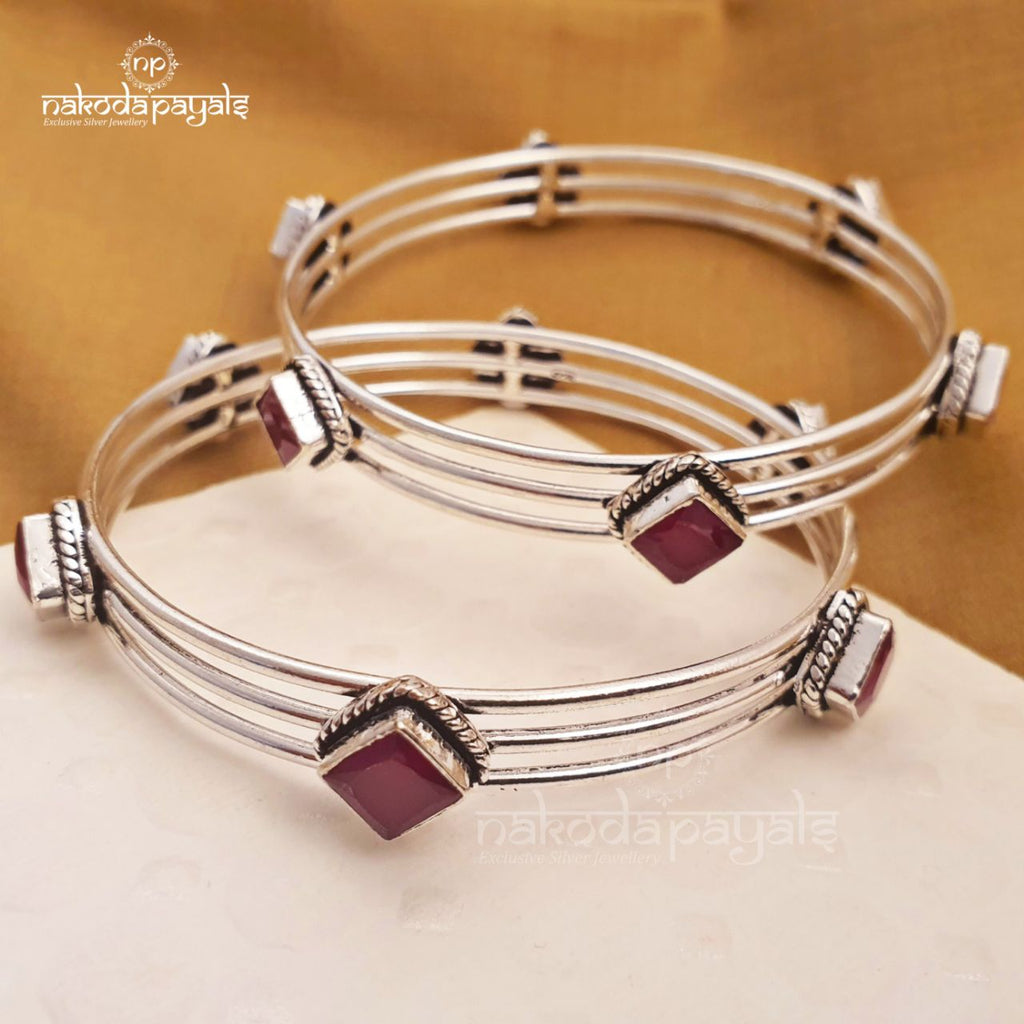 All Red Cubes Bangle Pair