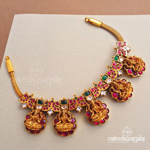 Penta Red Kundan Lakshmi Neckpiece With Earrings