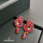 Red Kundan Peacock Studs