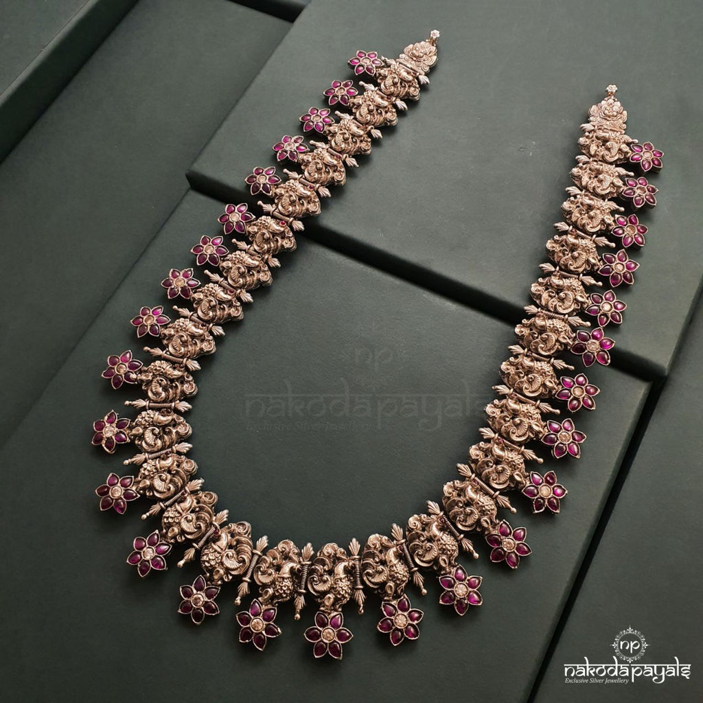 Aligned Peacock Floral Neckpiece