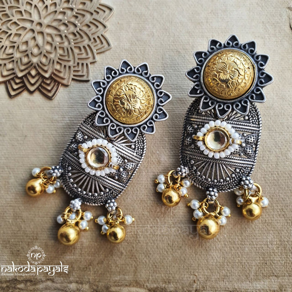 Kundan Eye Dual Tone Earrings