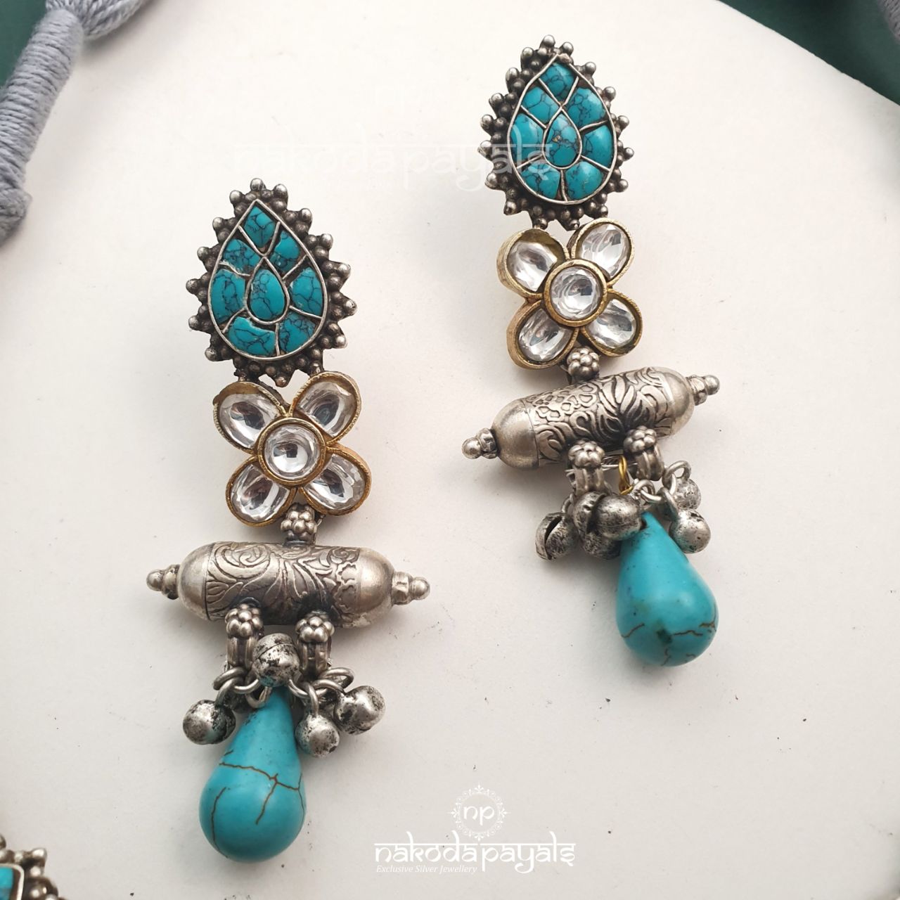 Camel Turquoise Neckpiece With Earrings