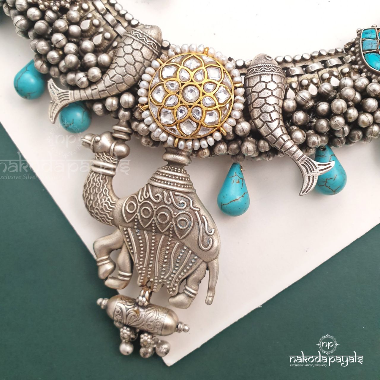 Camel Turquoise Neckpiece With Earrings