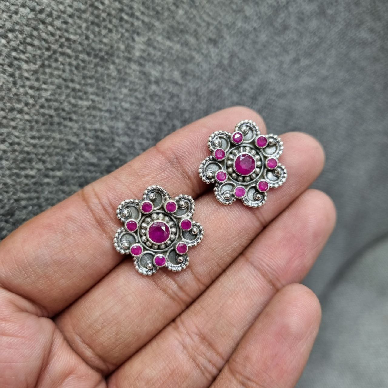 Floral Cutstone Studs