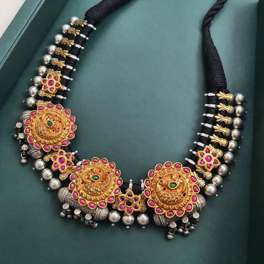 Thick Motifs Tribal Thread  Neckpiece