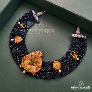 Blue Beads Lakshmi Coined Neckpiece
