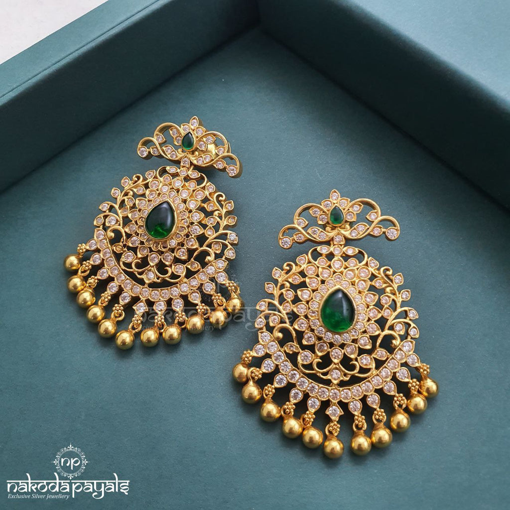 Glossy Green CZ Chandbali