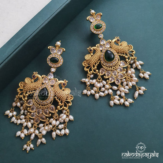 Green Peacock Guttapusalu Chandbali