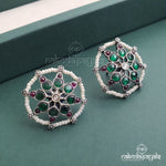 Green Floral Pearly Studs