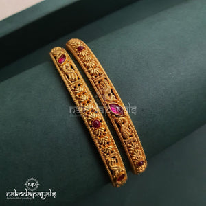 Carved Red Bangle Pair