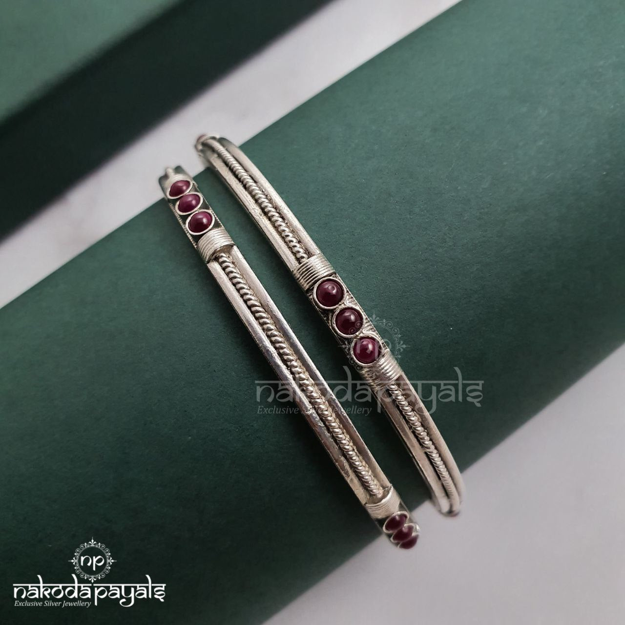 Striped Red Bangle Pair