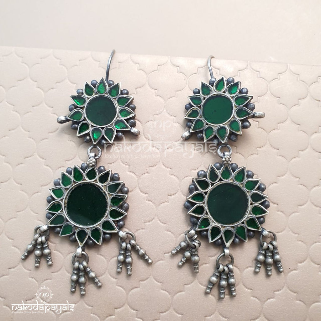 Double Green Glass Earrings