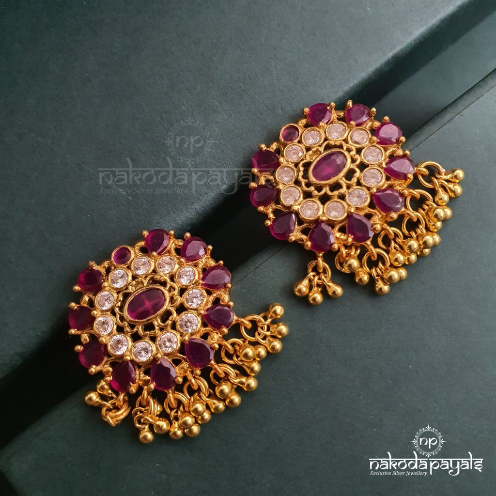 Ruby Flower Studs