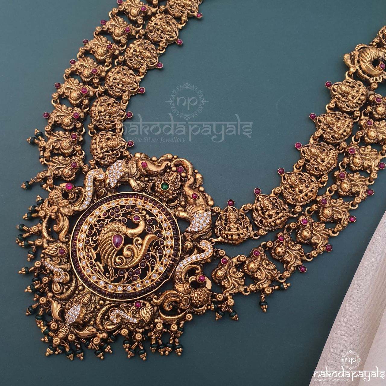 Grand Wide Lakshmi Peacock Neckpiece