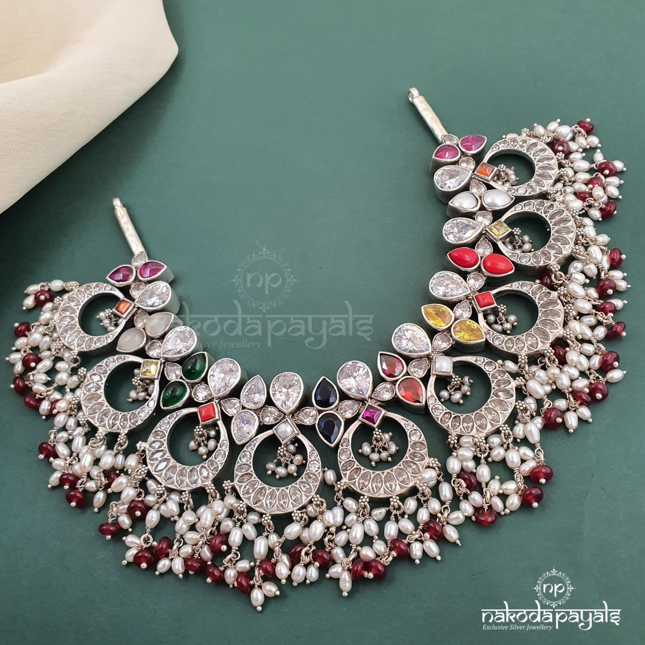 Navarathna Moon drop Necklace