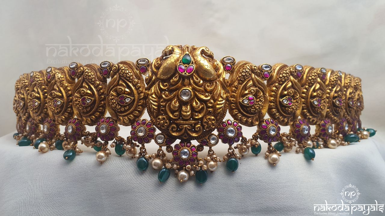 Kundan Peacock Daab With Belt