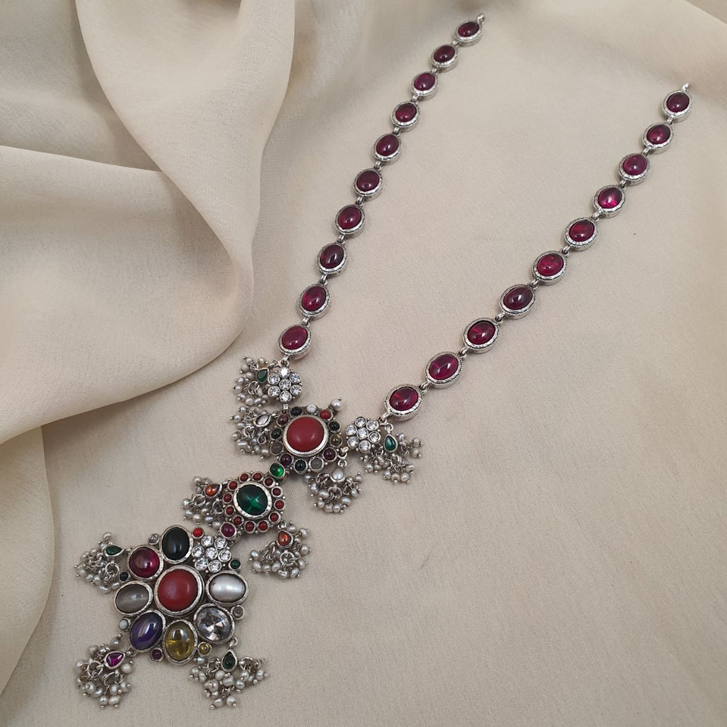 Floral Navarathna Neckpiece