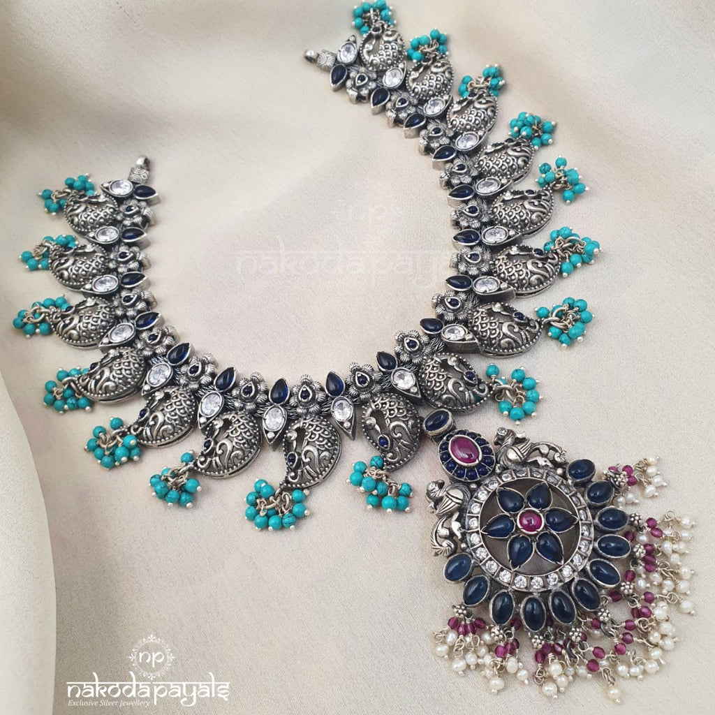 Blue Peacock Mango Neckpiece