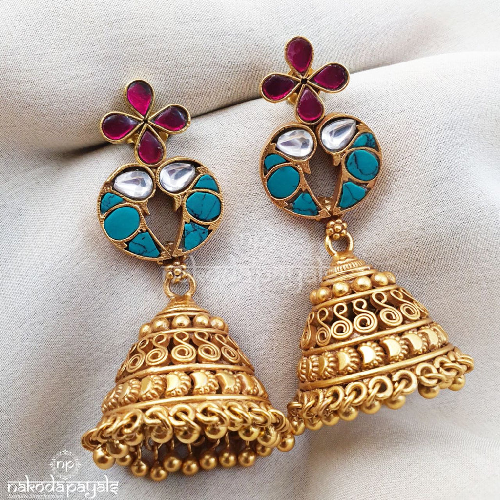 Turquoise Birdie Jhumka