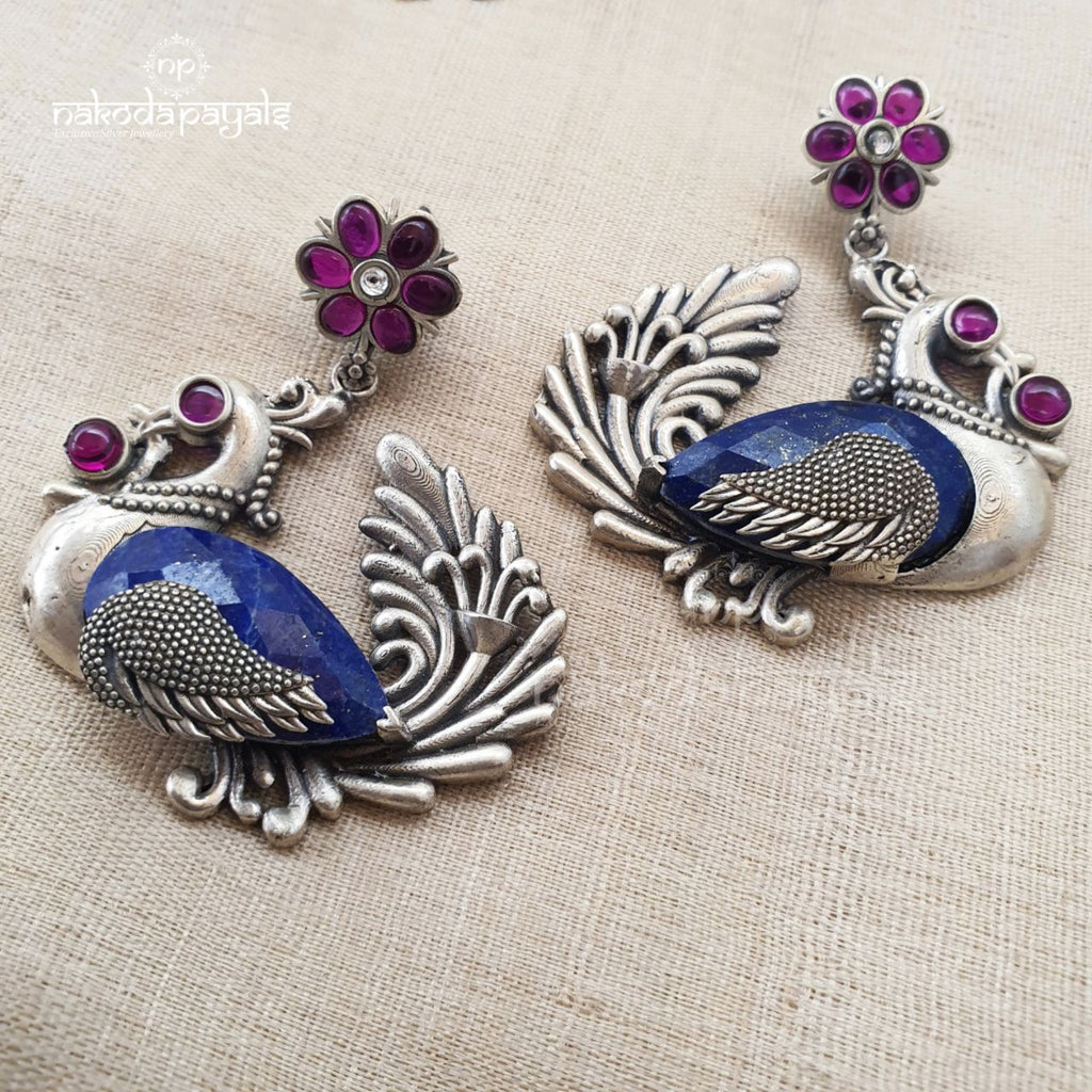 Lapis Blue Peacock Chandbali