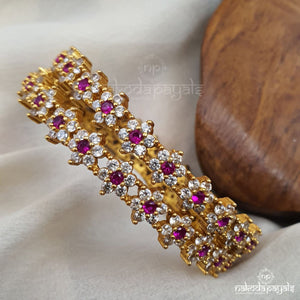 Floral CZ Bangle Pair