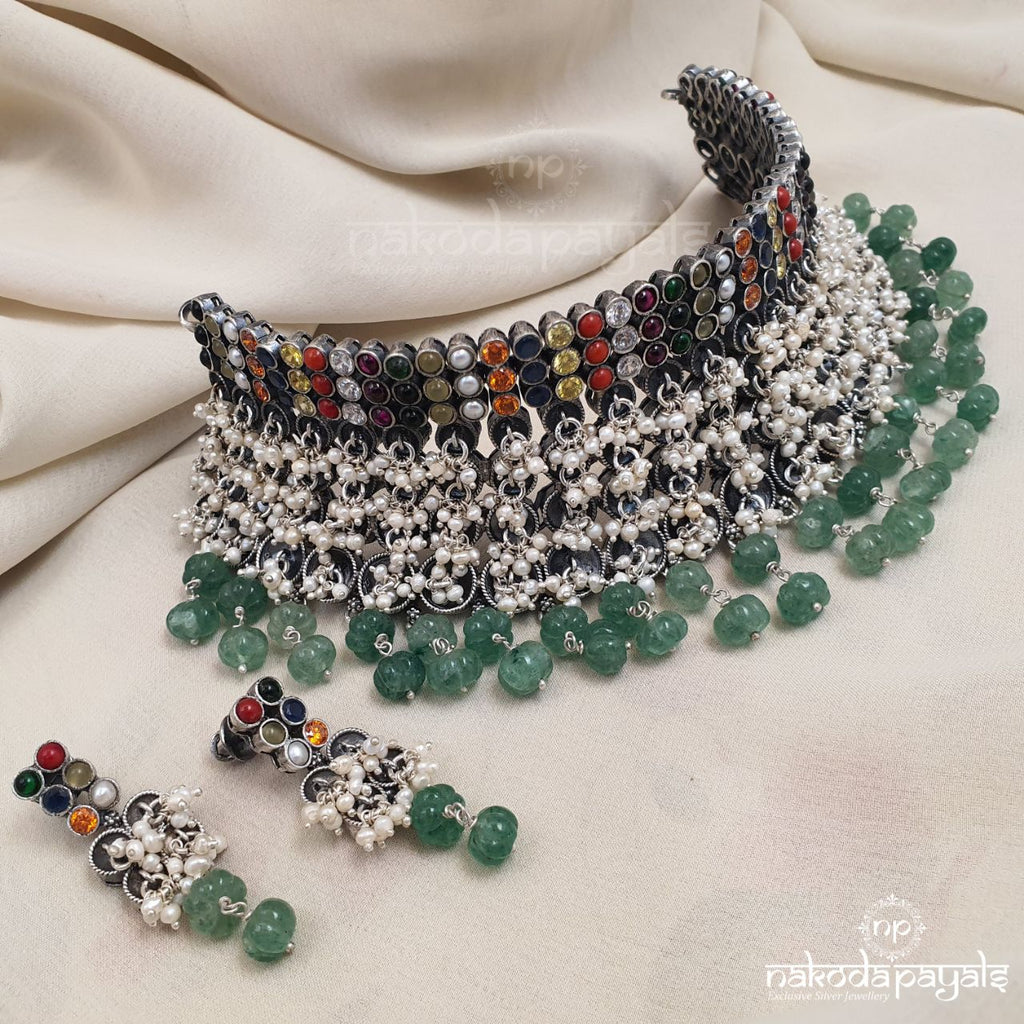 Navarathna Hasli With Earrings