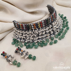 Navarathna Hasli With Earrings