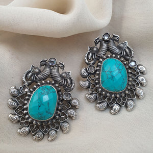 Turquoise Peacock Studs