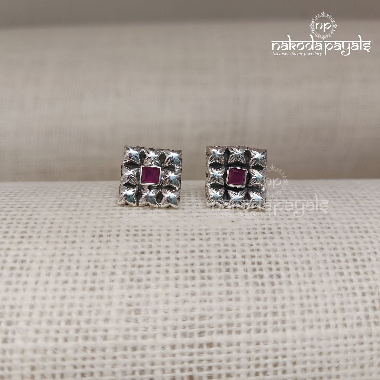 Square Ruby Studs (S4300)