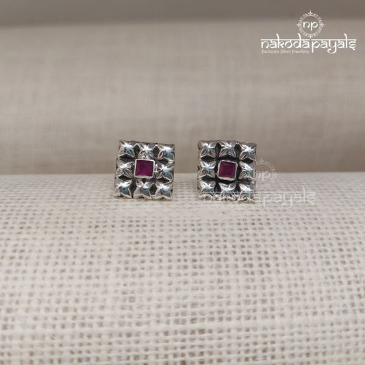 Square Ruby Studs (S4300)