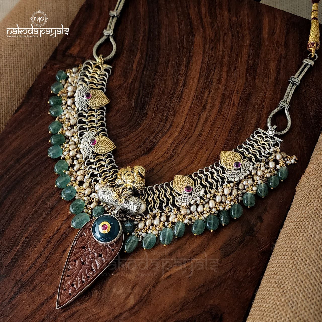 Garnet Green Beaded Neckpiece (N6794)