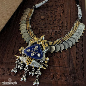 Lakshmi Coined Lapis Neckpiece (N6804)