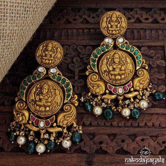 Green Peacock Lakshmi Chandbali (Ge4438)