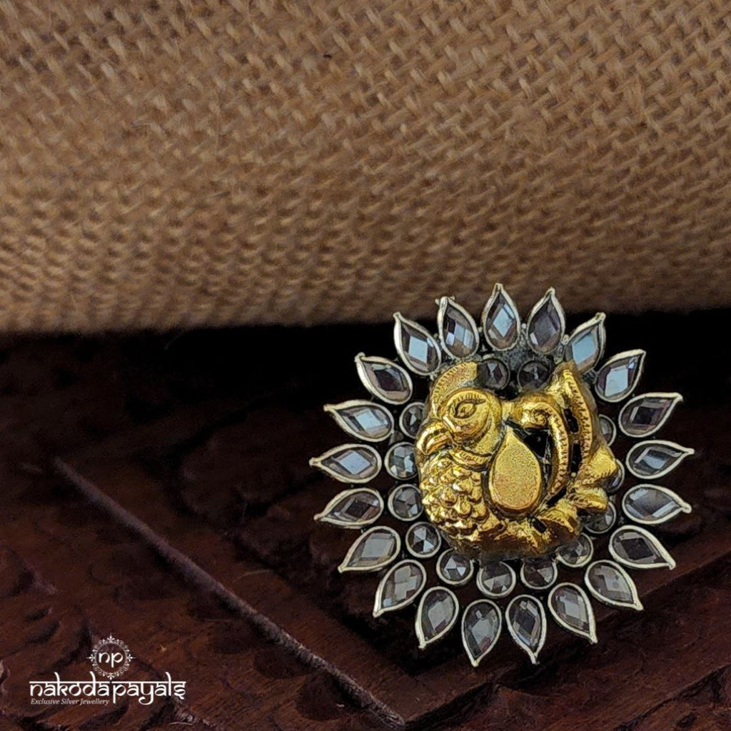 Polki Peacock Finger Ring (F1868)