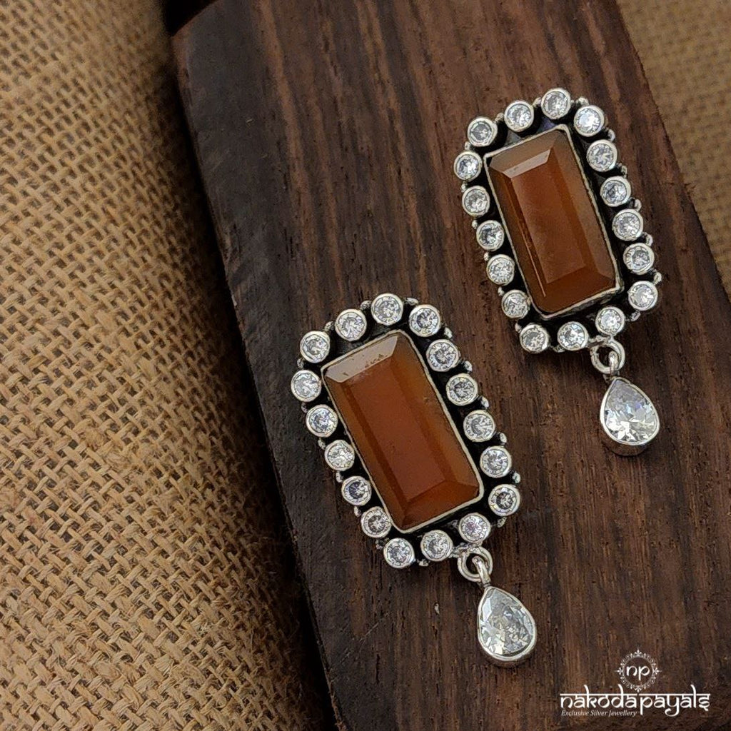 Rectangular Garnet Earrings (C6645)