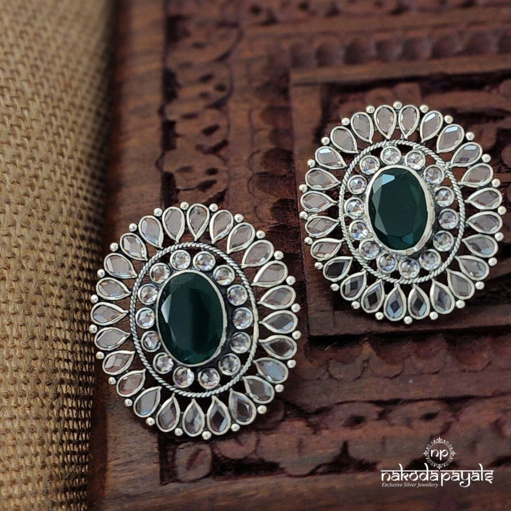 Oval Green Studs (S4368)