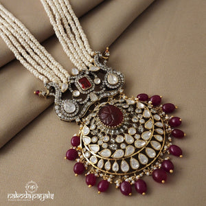 Ritzy Red Neckpiece With Earrings (GN5115)