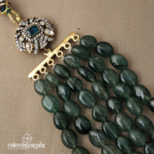 Multilayered Green Neckpiece With Earrings (GN5121)
