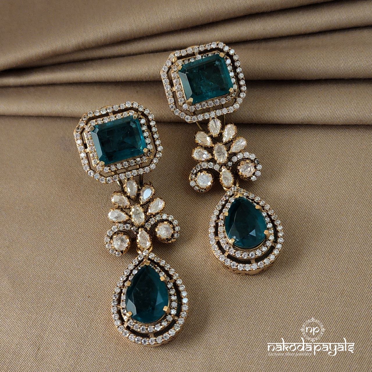 Emerald Green Neckpiece With Earrings (GN5167)