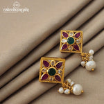 Square Ruby Studs (Ge4597)
