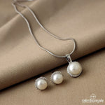 Elegant Pearl Pendant Set With Earrings (ST1119)